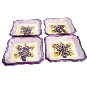 Merlot Hand Painted Collection Dipping Bowls Grapes By Tabletops Set 4